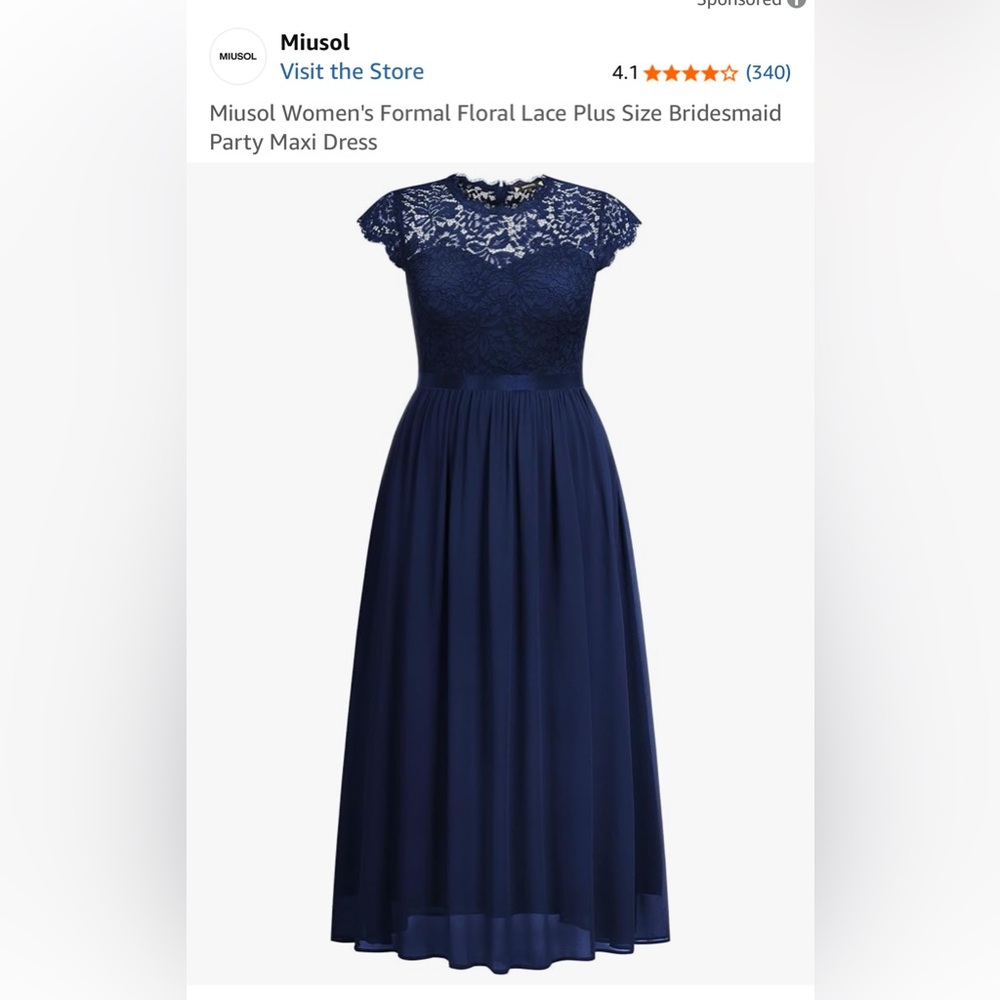 Miusol Navy Blue Pleated Maxi Gown with Flutter Cap Sleeves